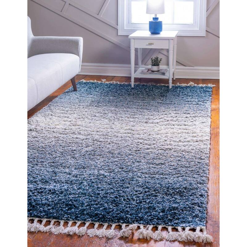 Shag Brico Collection Area Rug - 9'x12' - Blue