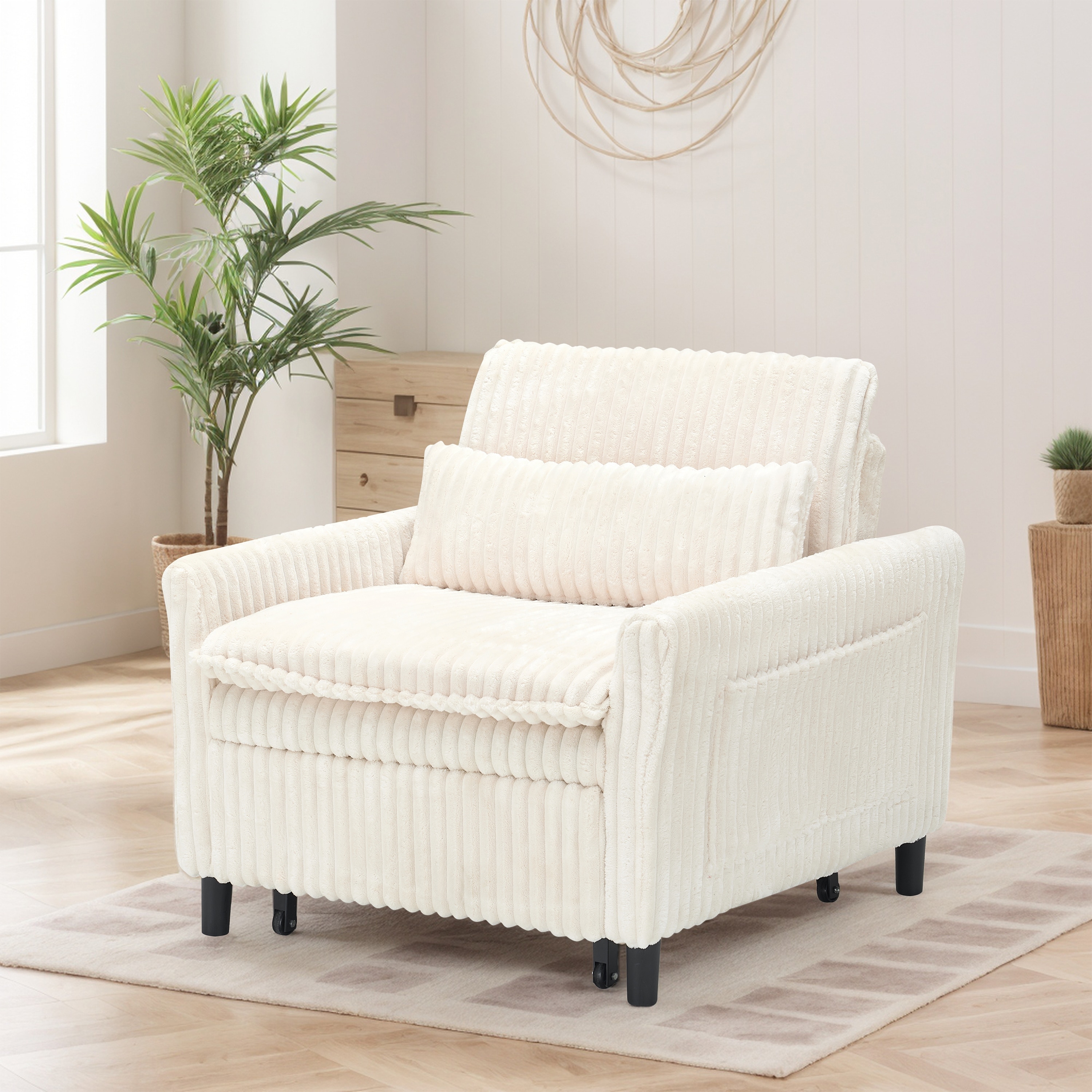 Modern 3 in 1 Convertible Sofa Bed,Pull Out Sleeper Sofa with Pillows