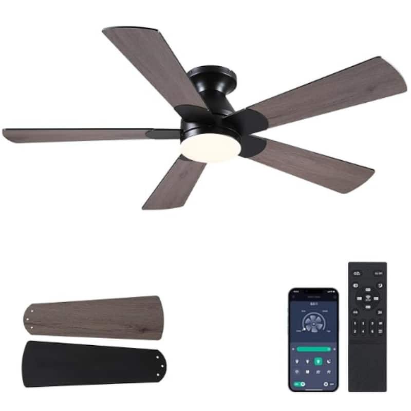 52 Inch Modern Ceiling Fan with Light and Remote 5 Plywood Blades for Living Room Bedroom Patio - 52 Inches - Wood