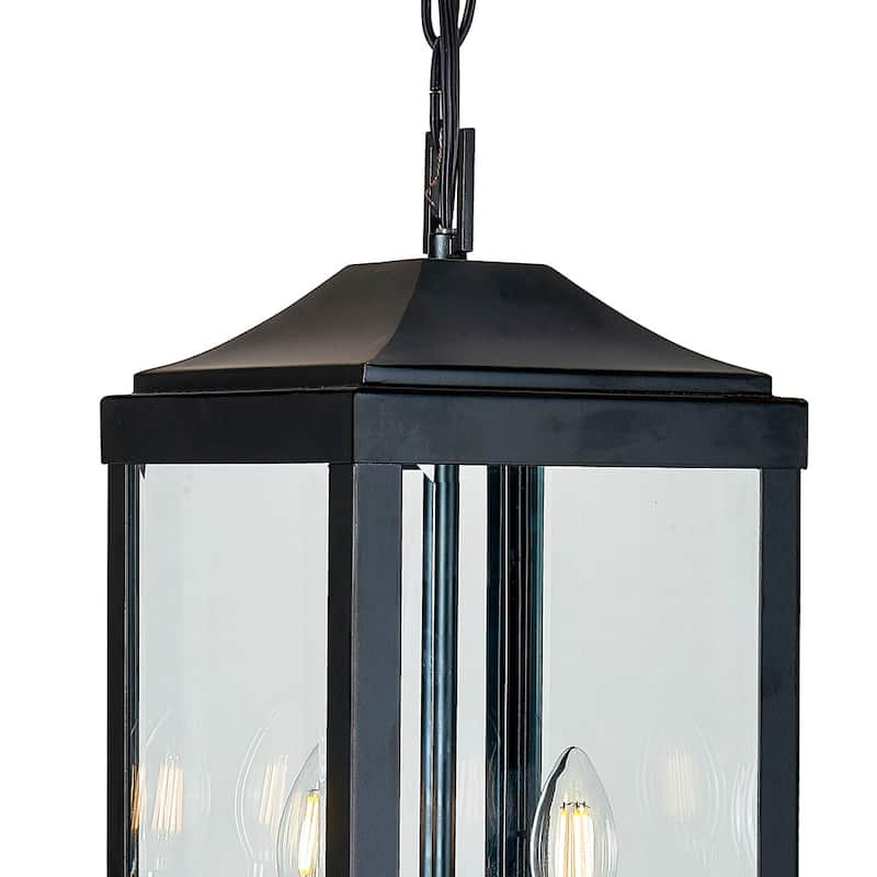 2 Light Outdoor Pendant Lantern in matte black finish - 20.2"H x 8"W x 8"D