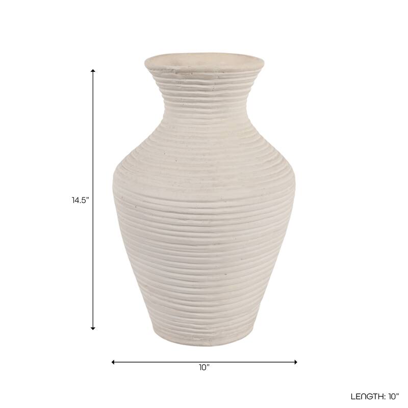 Sculptural Ribbed Paper Mache Table Vase - Stylish Tall Flower Vase