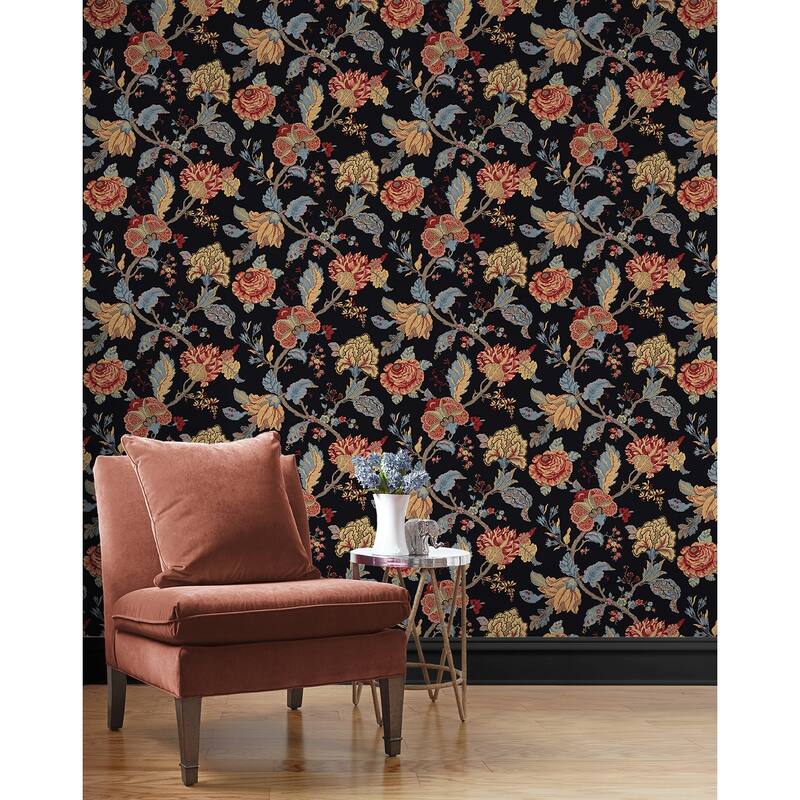 Seabrook Designs Lana Jacobean Prepasted Wallpaper