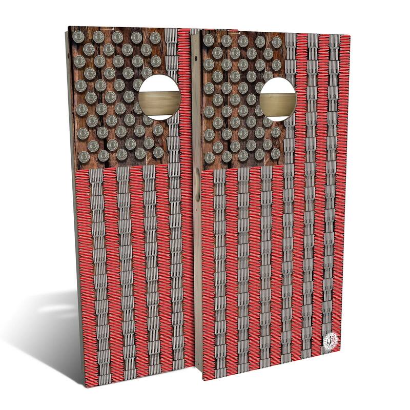 American Flag Bullets Outdoor Cornhole Board Set - Backyard 2x4 - NO Accessories
