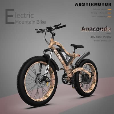 AOSTIRMOTOR S18-1500W 26" 1500W Electric Bike Fat Tire 48V 15AH Removable Lithium Battery Mountain Bicycle