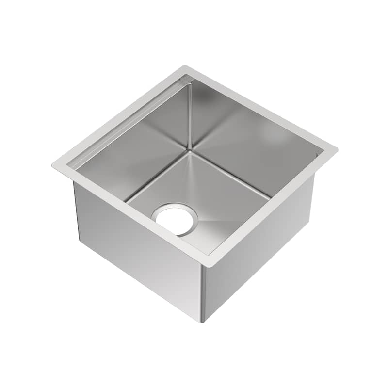 Whitehaus Undermount Single Bowl 16 Gauge Brushed Stainless Steel Workstation Sink With Accessories - 18 x 18