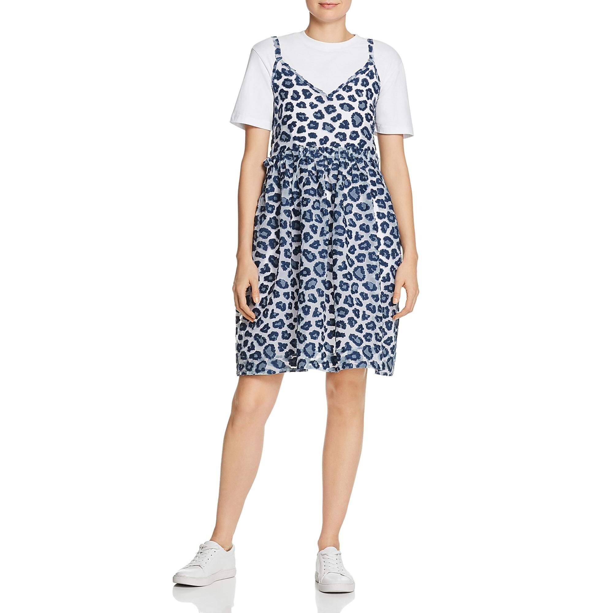 Download Ksenia Schnaider Womens Mini Dress Animal Print Layered Mixed Blue Overstock 31914370