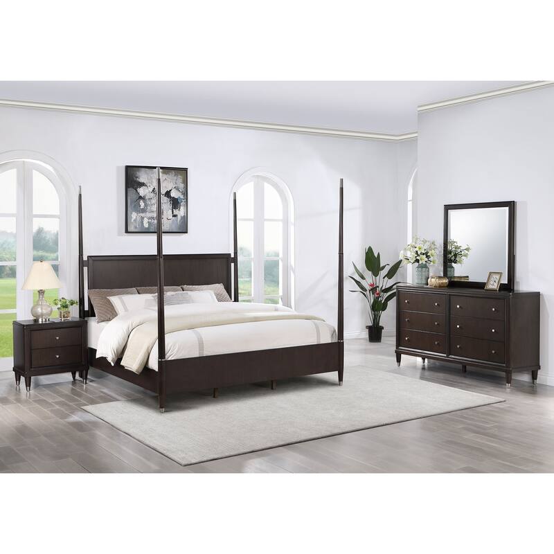 Emberlyn Mid-Century Modern Poster Bedroom Set Brown - Queen - 4 Piece