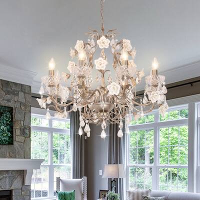 Vintage Decorative Rose Crystal Palace Chandelier