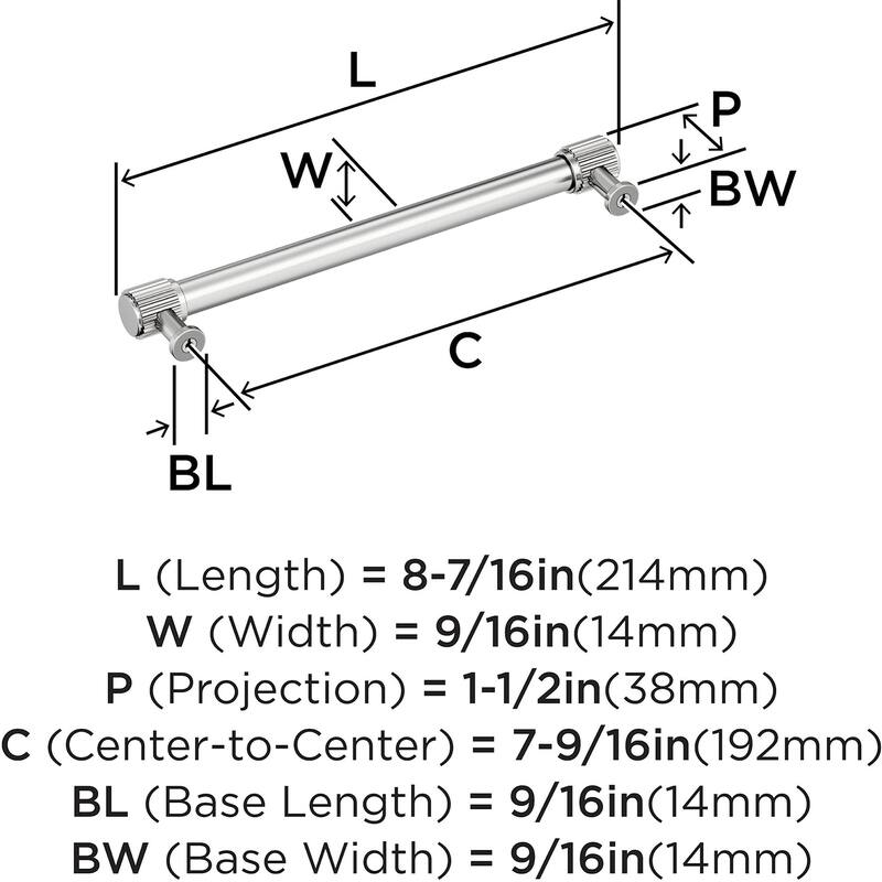Amerock BP37806 Farewind 7-9/16" Center to Center Fluted Bar Cabinet
