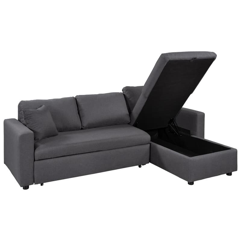 87.44" Upholstery Sectional Sofa Sleeper with Storage Space, 2 in 1 Pull-Out Sofa Bed