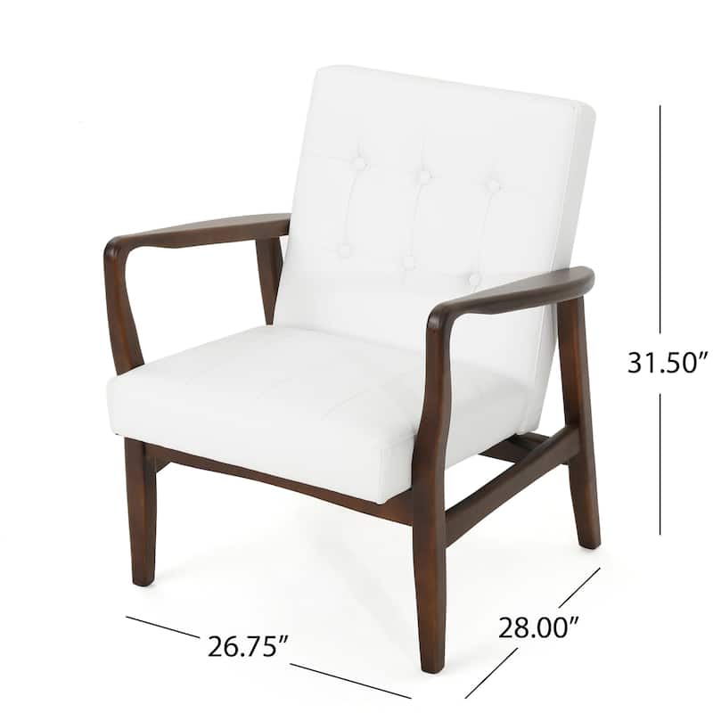 White 28" Button Tufted Club Chair
