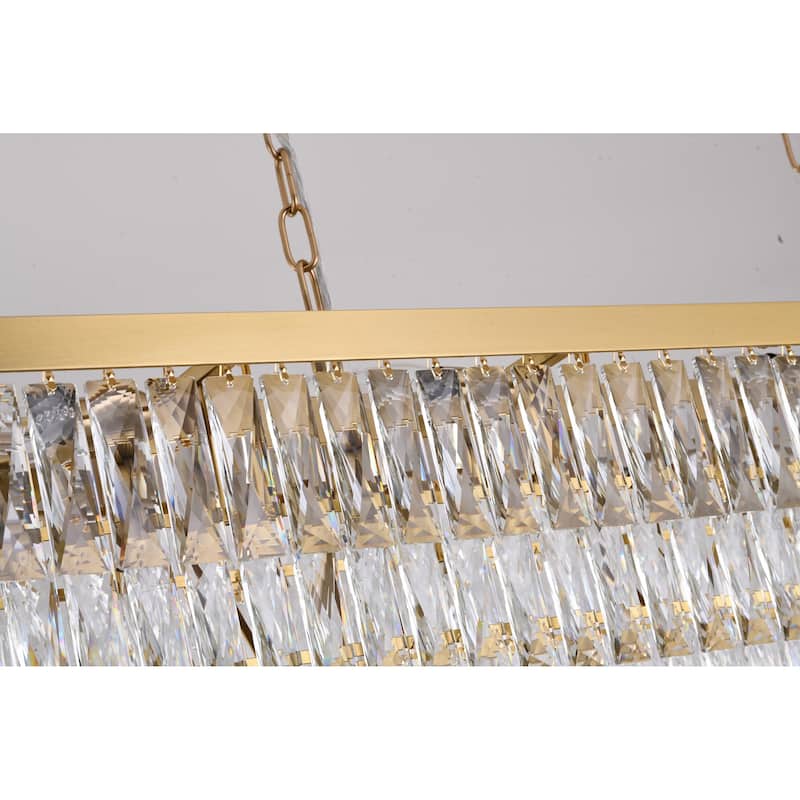 16-Light Gold Metal Chandelier With Clear Crystal