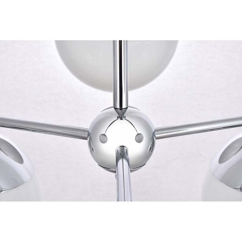 6-Light 36 inch Pendant with Frosted White Glass