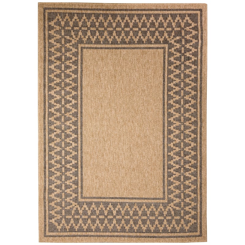 Liora Manne Sahara Diamond Border Indoor/Outdoor Rug - 7'10" x 9'10" - Natural