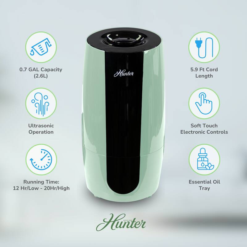 Hunter Fan Aspire 0.7 Gal Ultrasonic Cool Mist Humidifier