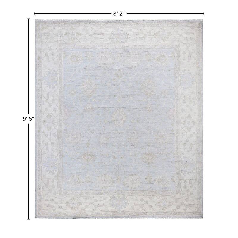 Floral One-of-a-Kind Hand-Knotted Area Rug - Light Blue - 8' 2" x 9' 6"
