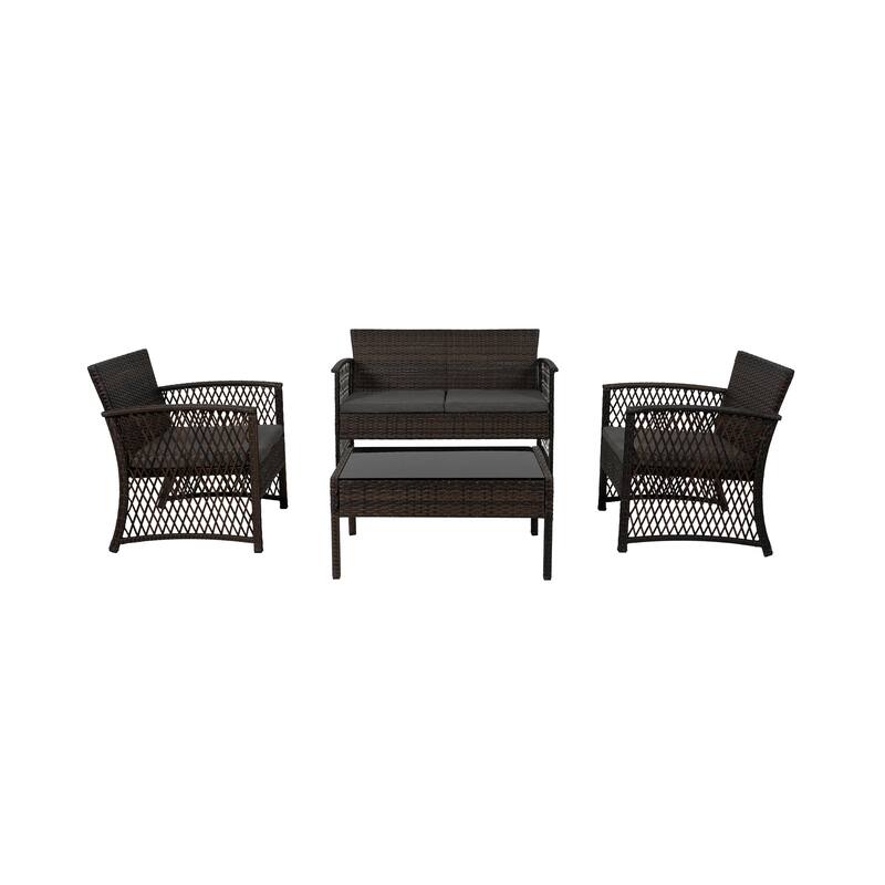 Madison Outdoor 4-Piece Rattan Patio Furniture Chat Set