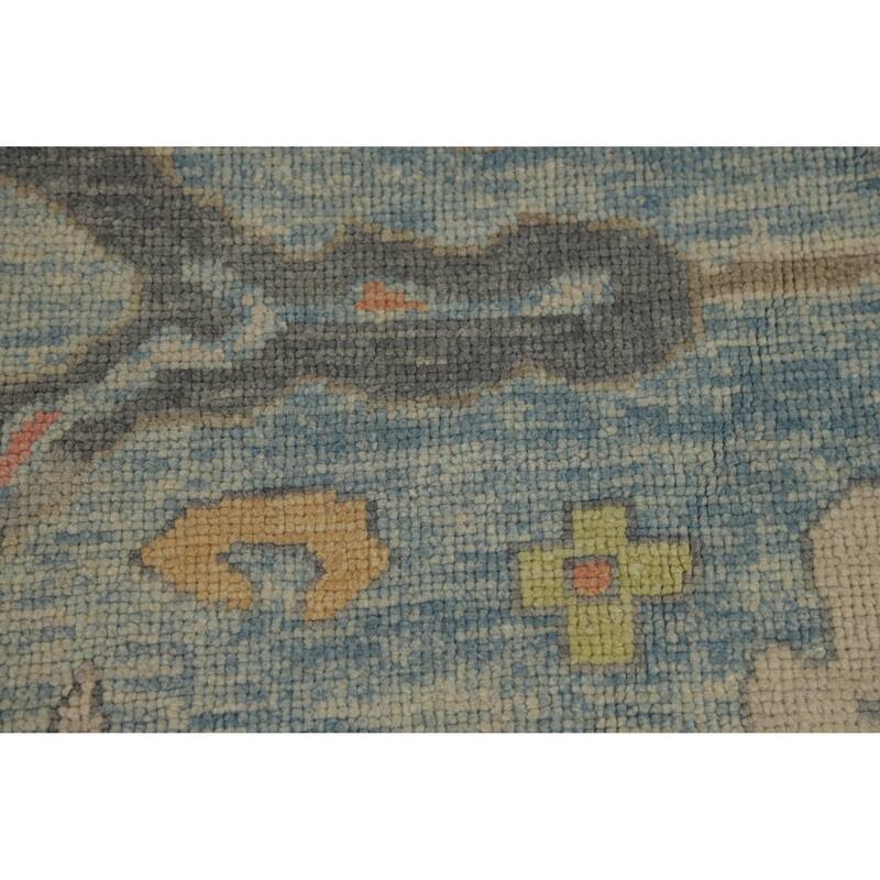 Hand Knotted Oriental 100% Wool Carpet Transitional All-Over Navy Blue & Blues Oushak Area Rug - 16' 3'' X 11' 7''