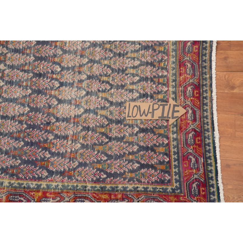 Hand Knotted Oriental 100% Wool Carpet Traditional All-Over Navy Blue & Blues Tabriz Area Rug - 5' 3'' X 3' 8''