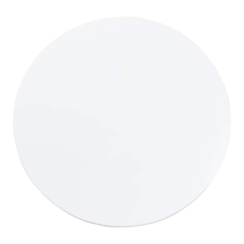 Parvana Round Coffee Table with Fluted Pedestal Base - Contemporary White Resin Accent Table for Living Room