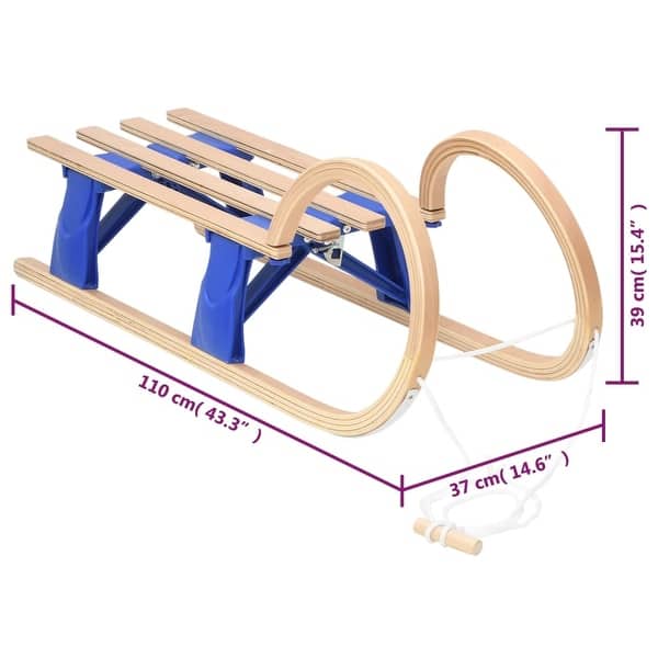 dimension image slide 1 of 2, vidaXL Foldable Sledge 43.3" Plywood - Beige
