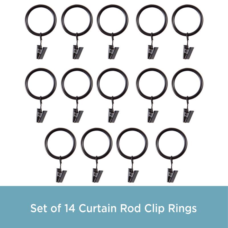 Kenney® Clip Rings for 1" to 1-1/4" Diameter Curtain Rods, Set of 14, Antique Pewter