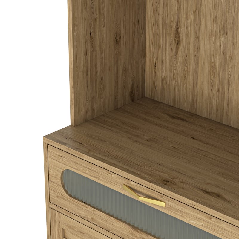 Kitchen Pantry with Storage Drawers, Freestanding Buffet Cabinet with Shelves, Sideboard Cabinet with 4 Wooden Doors