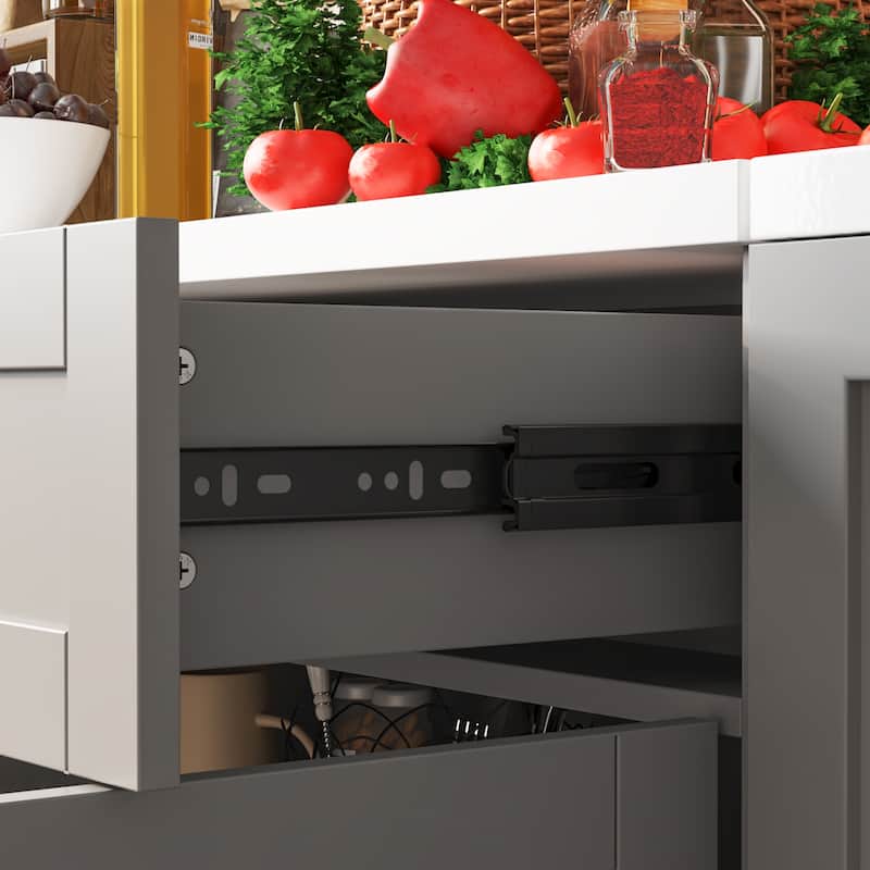 2 Piece Modular Closet Storage Set with Floor and Wall Cabinets Pantry