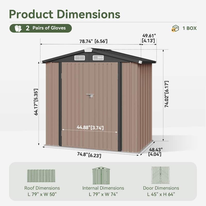 AOXUN Outdoor Storage Shed with Lockable Doors and Air Vents for Garden