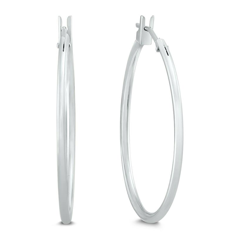 Marquee Jewels 14K White Gold 25MM Hoop Earrings (1.5MM Gage)