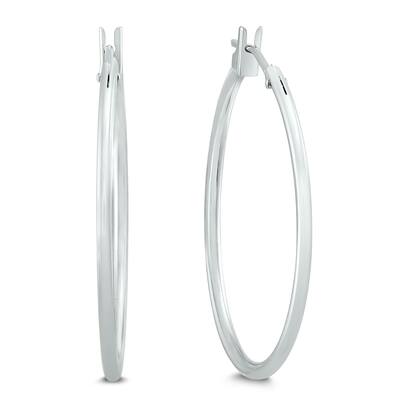 Marquee Jewels 14K White Gold 25MM Hoop Earrings (1.5MM Gage)