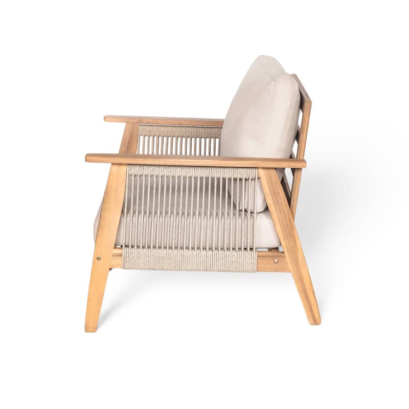 Outdoor 2-piece Acacia Wood and Rope Patio Chat Set