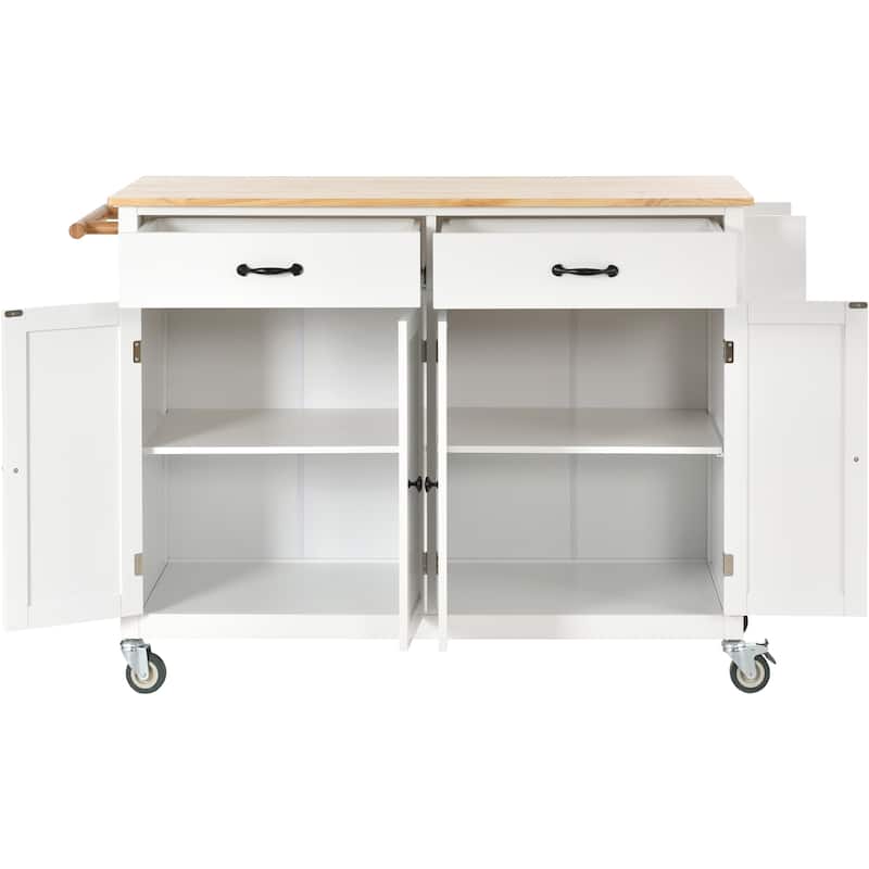 Xiexie Kitchen Island Cart with 2 Drawers(54-in x19-in x36-in)