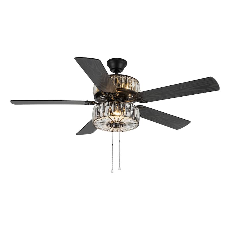 Silver Orchid 5 Blade Glass Caged Ceiling Fan, Oil Rubbed Bronze - Pull Chain/Hardwired