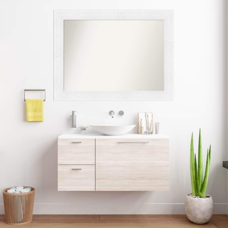 Luxe Non-Beveled Framed Bathroom Vanity Wall Mirror