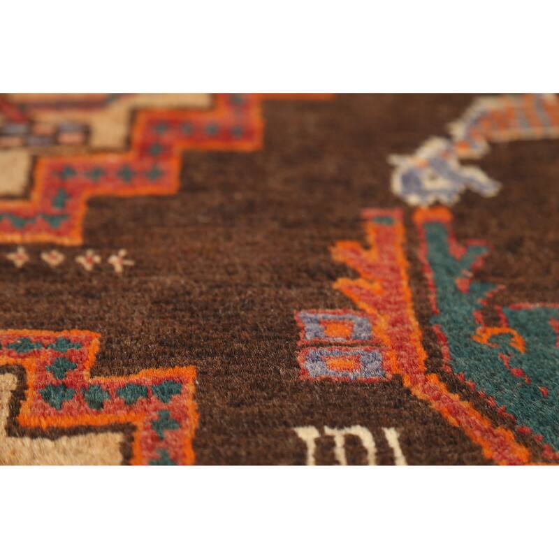 Hand Knotted Oriental 100% Wool Carpet Traditional Tribal Brown Ardebil Runner Rug - 14' 9'' X 4' 0''