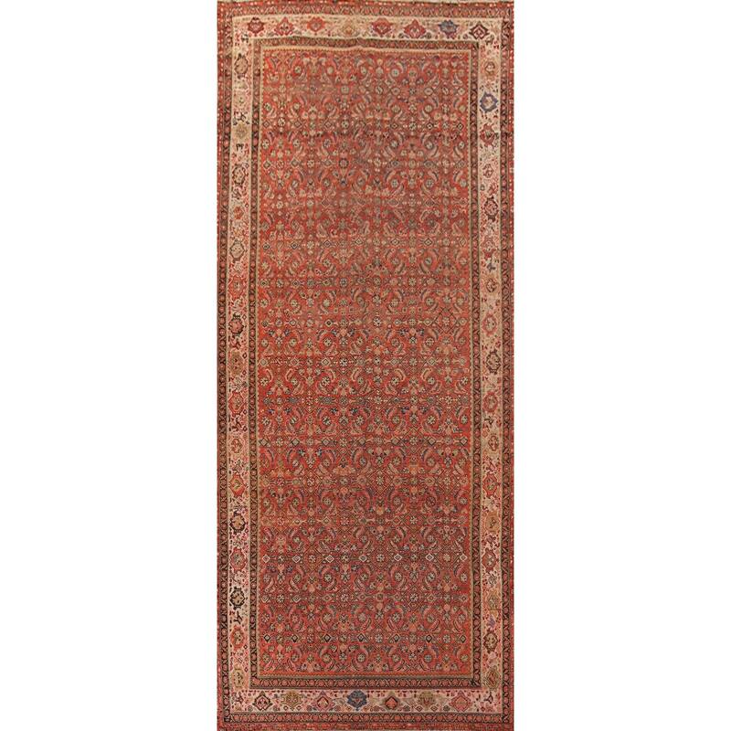 Pre-1900 Malayer Vegetable Dye Persian Large Antique Wool Carpet - 6'8"x 16'3"