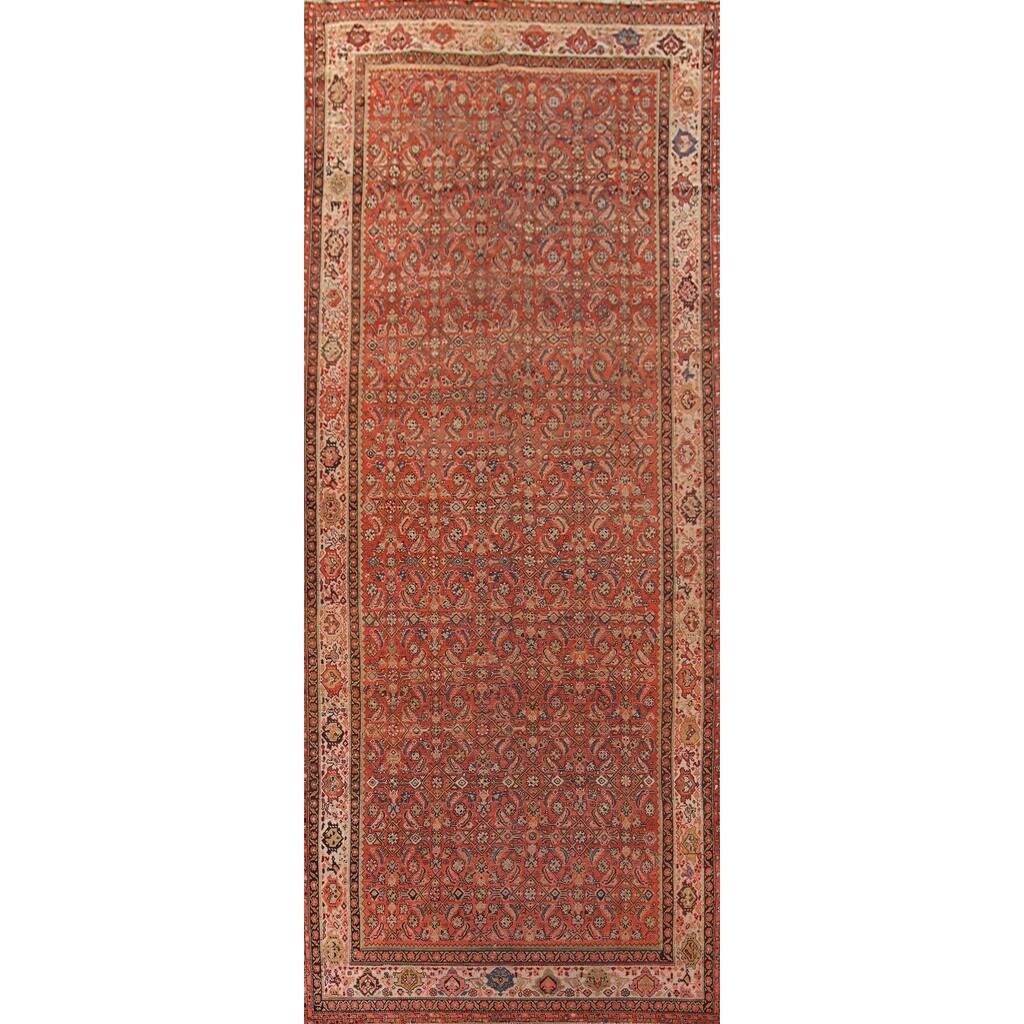 Pre-1900 Malayer Vegetable Dye Persian Large Antique Wool Carpet - 6'8"x 16'3"
