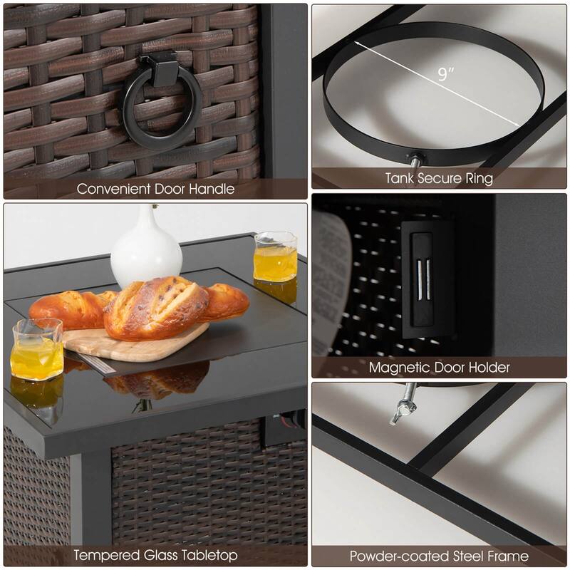 Costway 9 PCS Patio Furniture Set with 32" Fire Pit Table 50,000 BTU - See Details