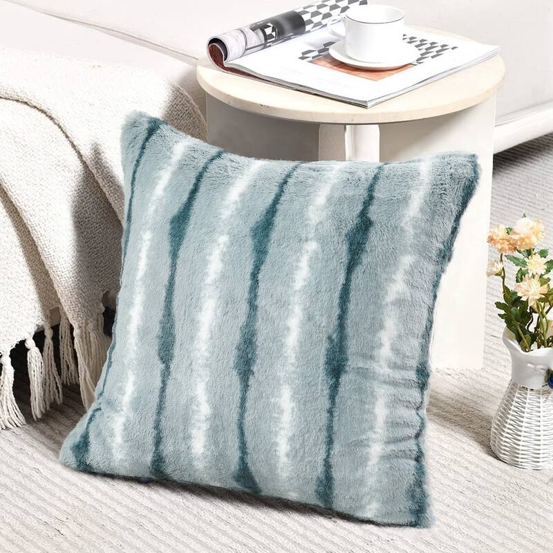Amanda Stripe fauxfur Throw Pillow Covers Set of 2, NO INSERT