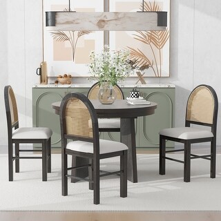 Nestfair 5-Piece Retro Functional Dining Set with 1 Extendable Dining ...