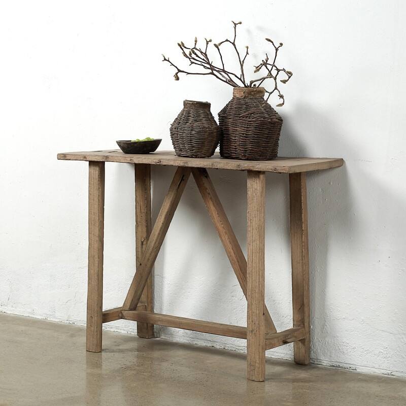 Elmwood Vintage Console Table Weathered Natural