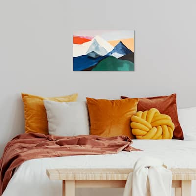 Wynwood Studio Abstract Main Colors Mountains Blue and Modern & Contemporary Wall Art Canvas Print