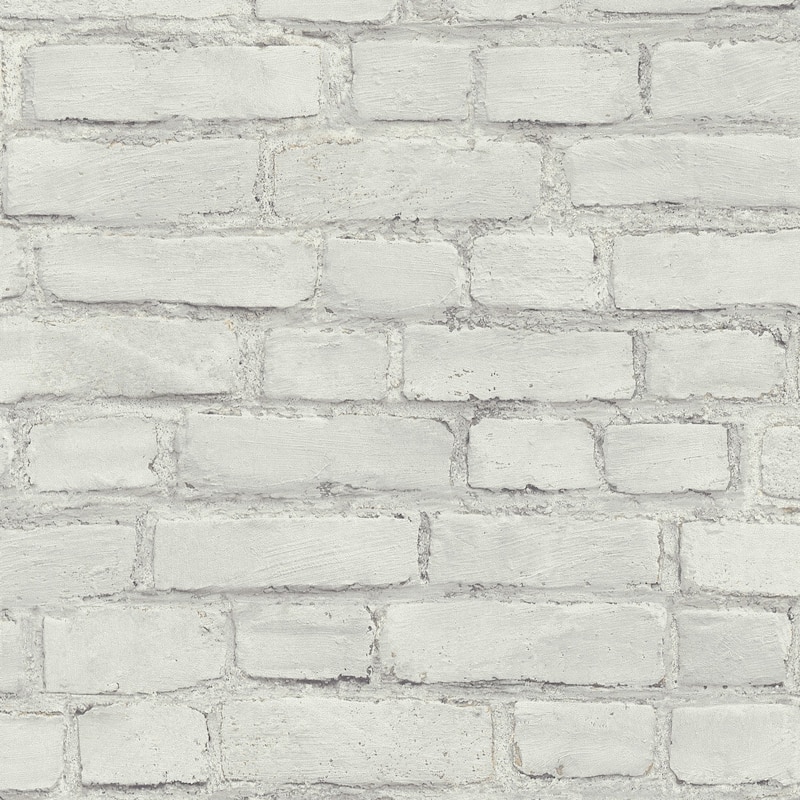 Galerie Wallcoverings Bricks and More Collection Coastal Brick Effect Matte Finish Vinyl on Non-woven Wallpaper Roll - 33-feet long x 21-inches wide - White