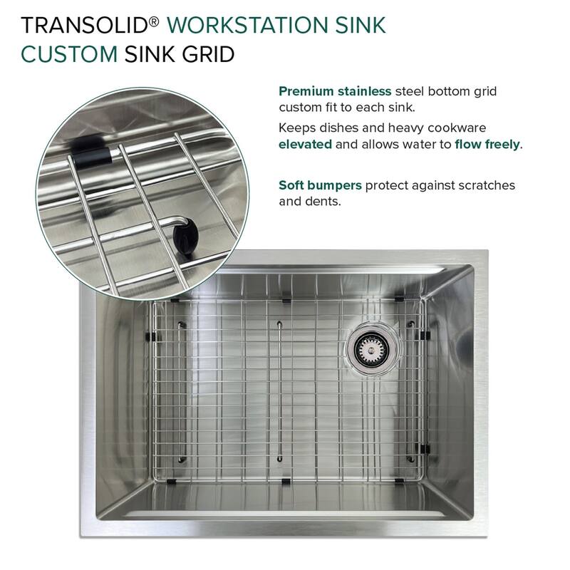 Transolid KWSSU271910 27-in X 19-in X 10-in 18-Gauge Undermount Stainless Steel Kitchen Workstation Sink