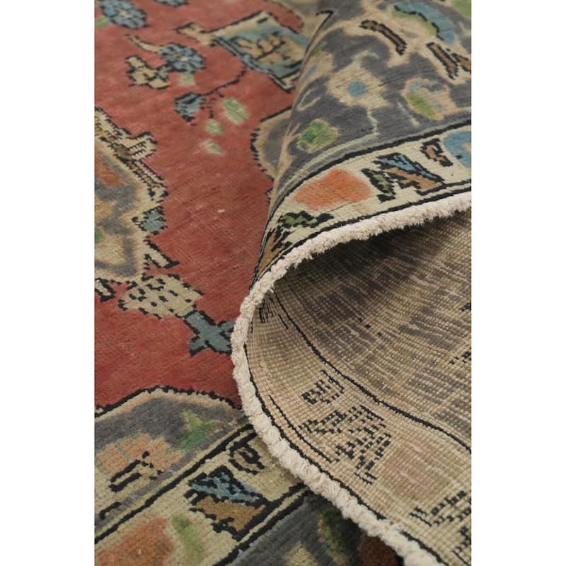 Hand Knotted Oriental 100% Wool Carpet Traditional Medallion Oranges & Rust Tabriz Area Rug - 9' 8'' X 6' 4''