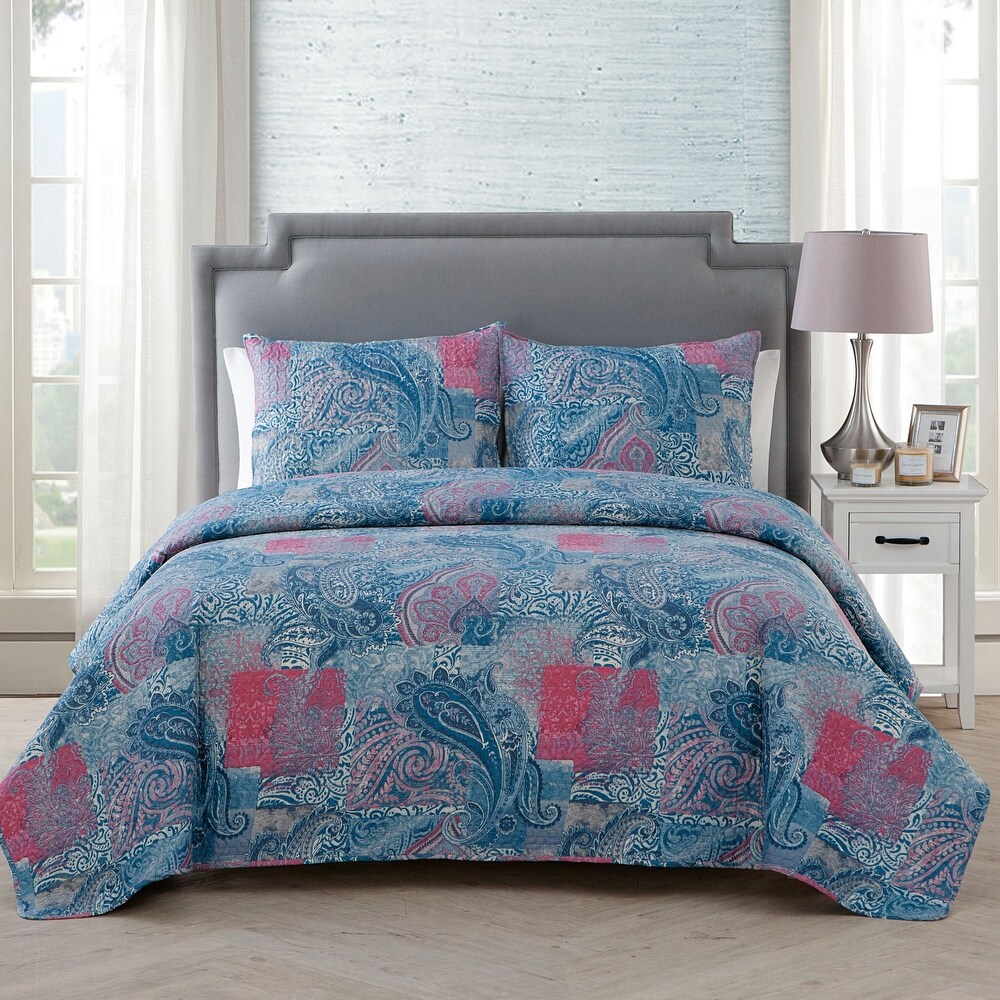 Rapport Harrogate Quilted Bedspread 220 x 250cm Plus Optional Pillowshams Pink 