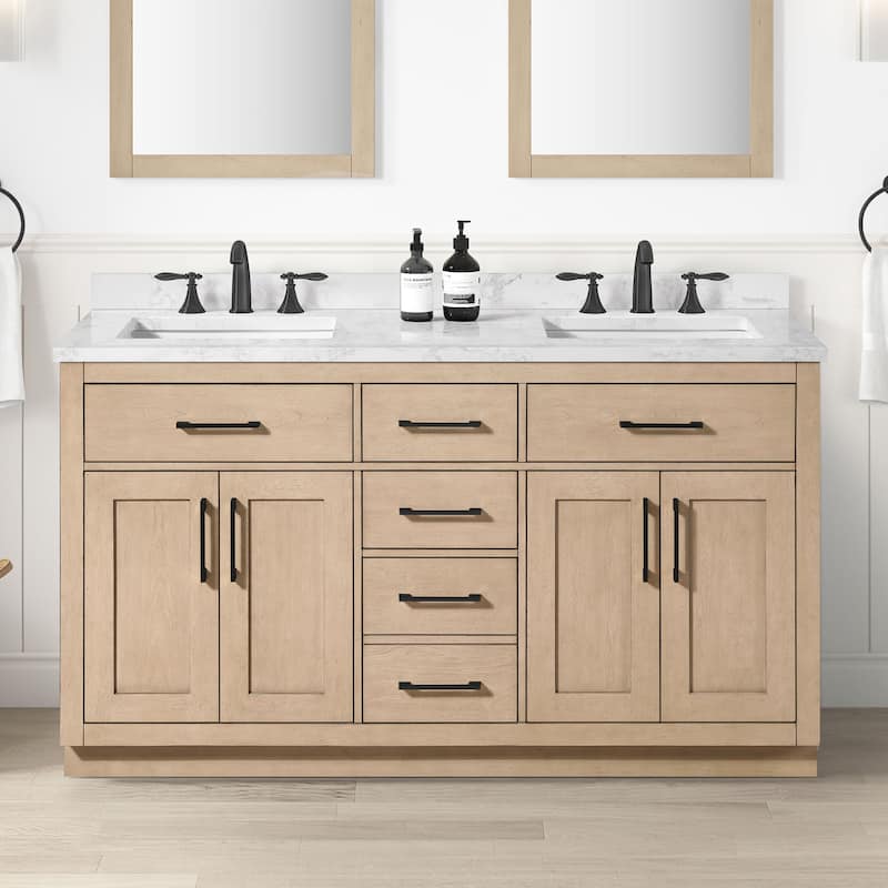 Ove Decors 15VVA-ALO260 Athea 60" Free Standing Double Basin Vanity - Sahara Birch