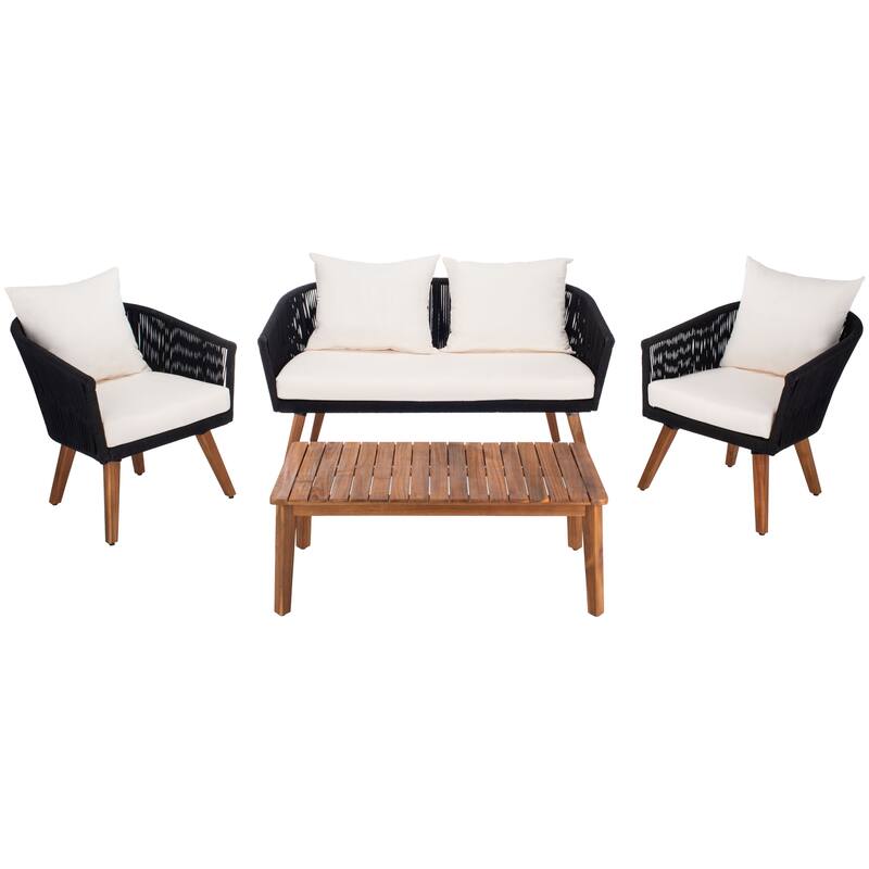 SAFAVIEH Outdoor Erinka 4-Piece Living Set - 55W x 30D x 28H