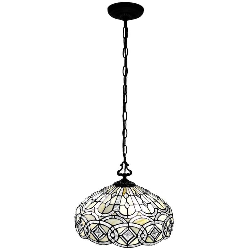 Amora Lighting AM295HL16 Tiffany Style White Hanging Lamp
